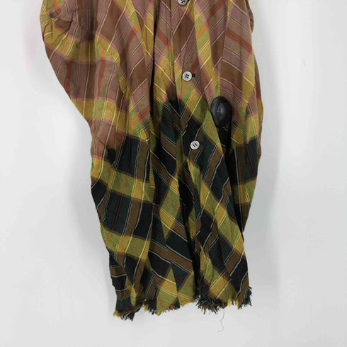 コムデギャルソン COMME des GARCONS 93AW 脱色期 別布再構築 ランダムチェック クレイジーロングシャツワンピース レディース  S